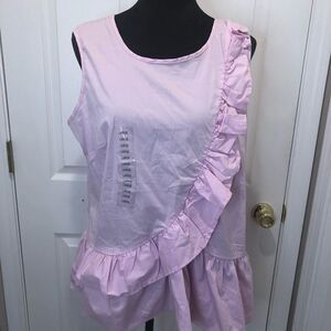 Signature Studio pink ruffle peplum sleeveless top